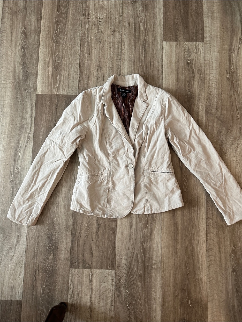 Calvin Klein Cream Single-Button Tailored Blazer